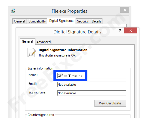 Screenshot of the Office Timeline certificate